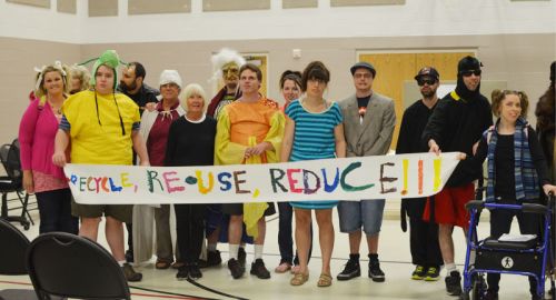 Actors take a bow after the year end performance of Reduce, Re-use, Recycle